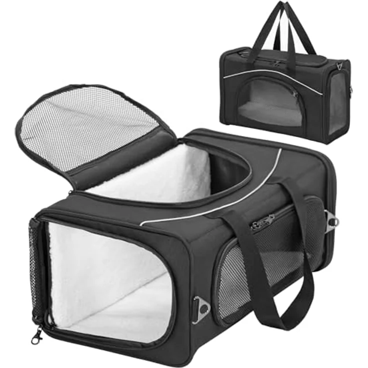 Petsfit Transporttasche für Hunde und Katzen, Flugtasche zugelassen für Haustiere bis 8 kg, 47x23x31 cm, inklusive verstellbarer Schultertrage und abnehmbarer Matte – Bild 1