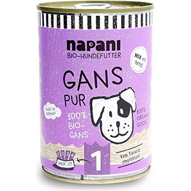 napani Hundefutter 100% Gans, Premium Nassfutter, glutenfrei, getreidefrei, regional & schonend dampfgegart, 400g Dose