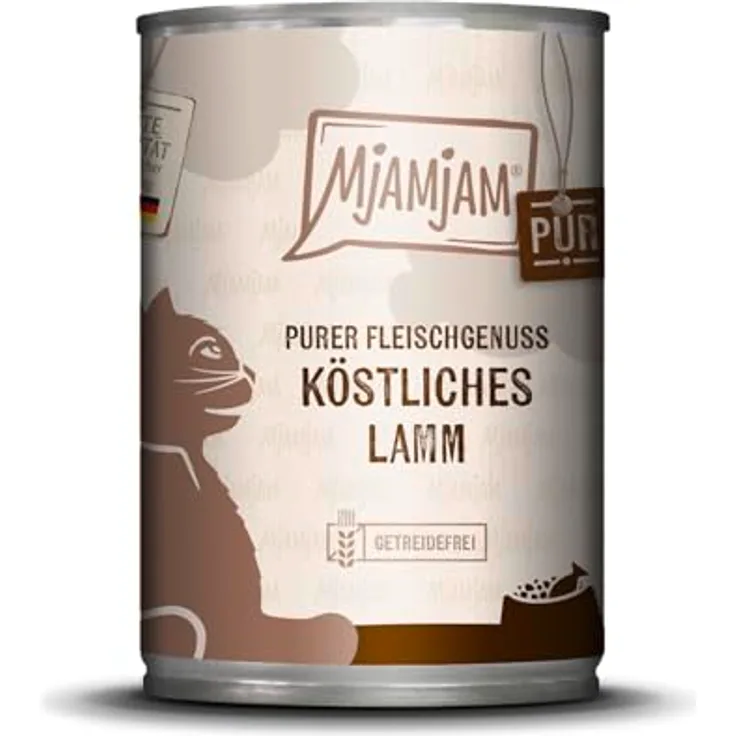 MjAMjAM purer Fleischgenuss, Katzen-Nassfutter mit köstlichem Lamm, 6x400g