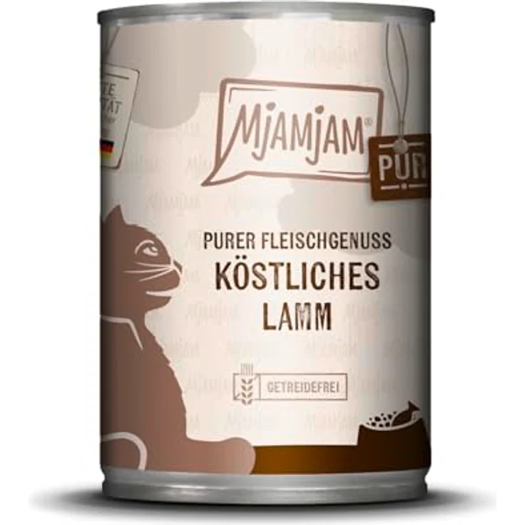 MjAMjAM purer Fleischgenuss, Katzen-Nassfutter mit köstlichem Lamm, 6x400g – Bild 1