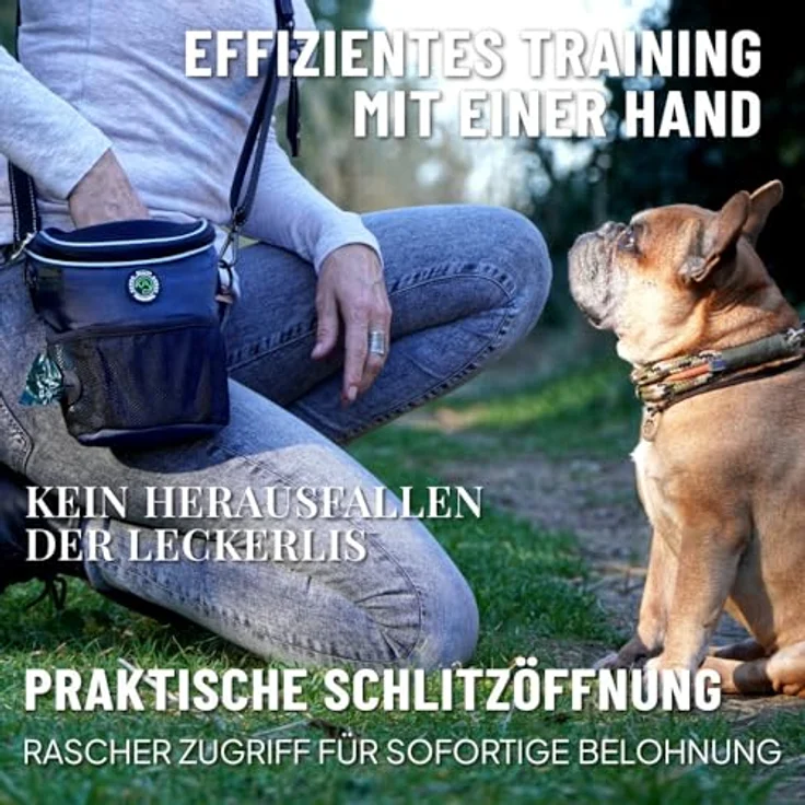 GIZZY® DAS ORIGINAL Leckerlitasche für Hunde mit Einhand-Öffnung, wasserdichten Fächern und herausnehmbarem Innenbeutel, Blau – Bild 2