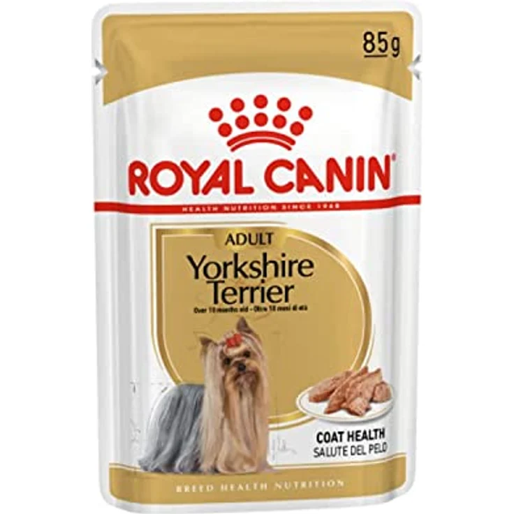 Royal Canin Yorkshire Terrier Adult, 12 x 85 g Hunde-Nassfutter in frischen Portionsbeuteln, Unterstützung für Pelz und Verdauung, ab 10 Monate – Bild 1
