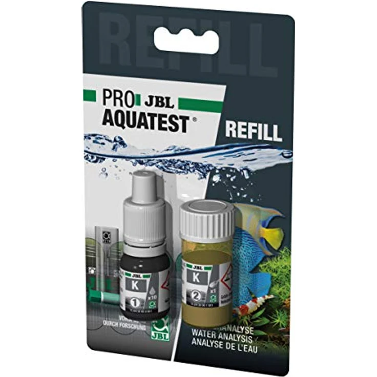 JBL Wassertest-Nachfüller ProAquaTest K, Kalium Refill für Süßwasser-Aquarien, 2 Stück zur Düngekontrolle – Bild 1