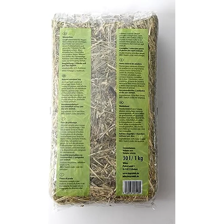 Hayrabbit Bergwiesenheu 1kg, Premium Heu aus deutschen Grünlandregionen, speziell entstaubt für empfindliche Kleintiere – Bild 2