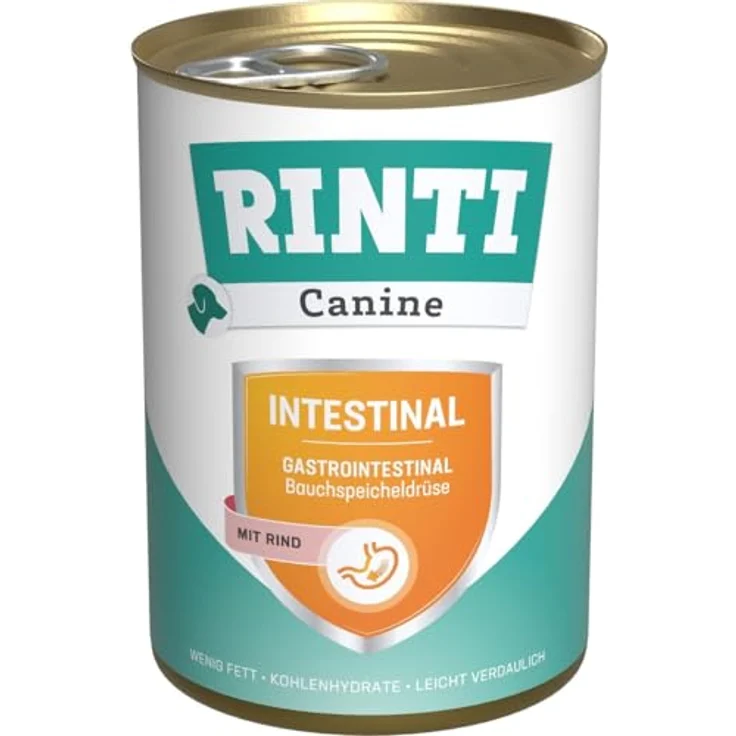RINTI Canine Intestinal, leicht verdauliches Diät Nassfutter für Hunde mit gastrointestinalen Problemen, erhöhtem Elektrolytgehalt, 12x400g Rind – Bild 1