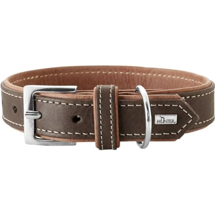 Hunter Hunde-Halsband Porto dunkelbraun-cognac S-M – Bild 2