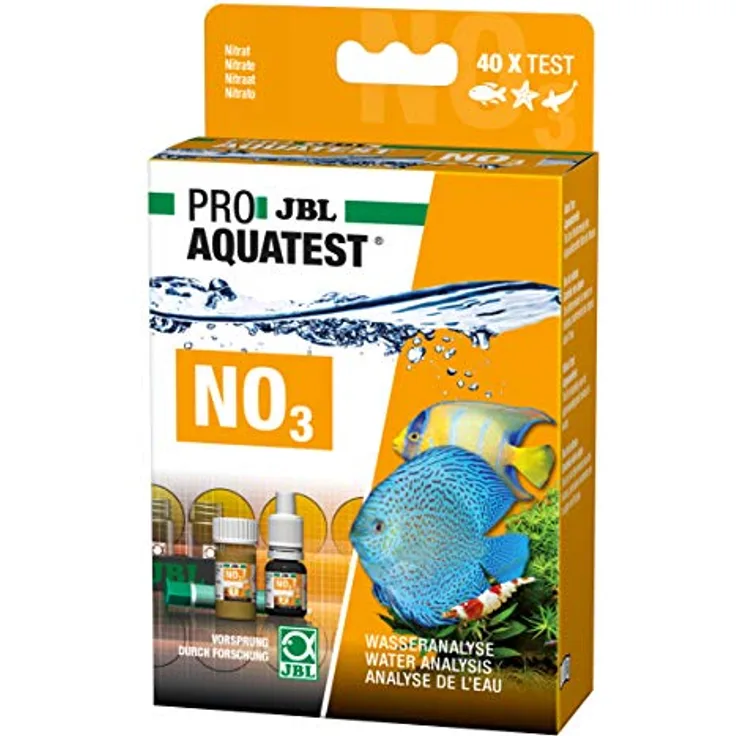 JBL ProAquaTest NO3, Wassertest-Set für Süß-/Meerwasser-Aquarien und Teiche, inkl. Reagenzien, 40 Tests