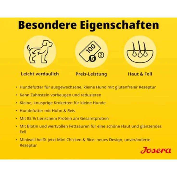 Josera Mini Adult Chicken & Rice, glutenfreies Hundefutter für kleine Hunde, 10 kg mit Zahnpflege und wertvollen Nährstoffen – Bild 4