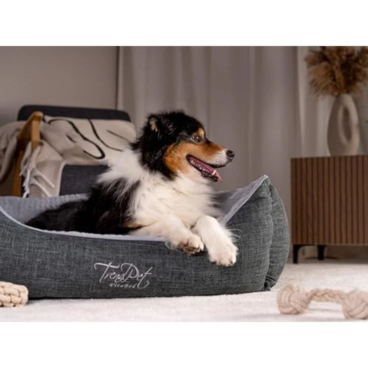 TrendPet VitaBed grau, Orthopädisches Premium Hundebett mit 5 cm Memoryschaum Matratze, waschbarer Bezug (100x90cm) – Bild 2