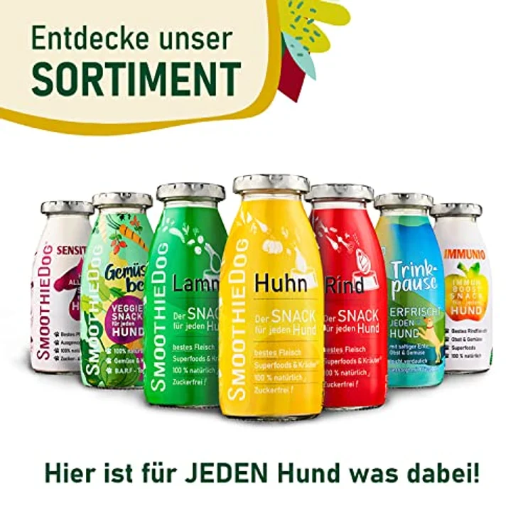 SmoothieDog Hunde Smoothie 12er Mix, flüssige Hundeleckerli mit Huhn, Rind, Lamm, Ente, Gemüsebeet - 100% natürlich, zucker- & glutenfrei, je 250ml – Bild 5