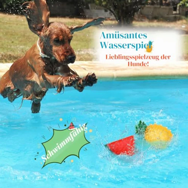 Pawaboo Molaren Spielzeug Set für Hunde, 2er Pack Wassermelone und Ananas, kühlend, interaktiv, aus ungiftigem TPR-Material – Bild 2