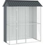 vidaXL Vogelkäfig Anthrazit 215 x 110 x 247 cm, verzinkter Stahl, modernes Design, stabiles Gehege für Haustier-Vögel, wetterfest und geräumig