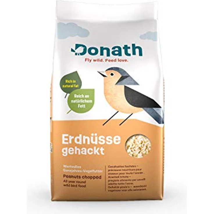 Donath Erdnüsse gehackt, reich an natürlichem Fett, ganzjähriges Wildvogelfutter, 1 Kg – Bild 1