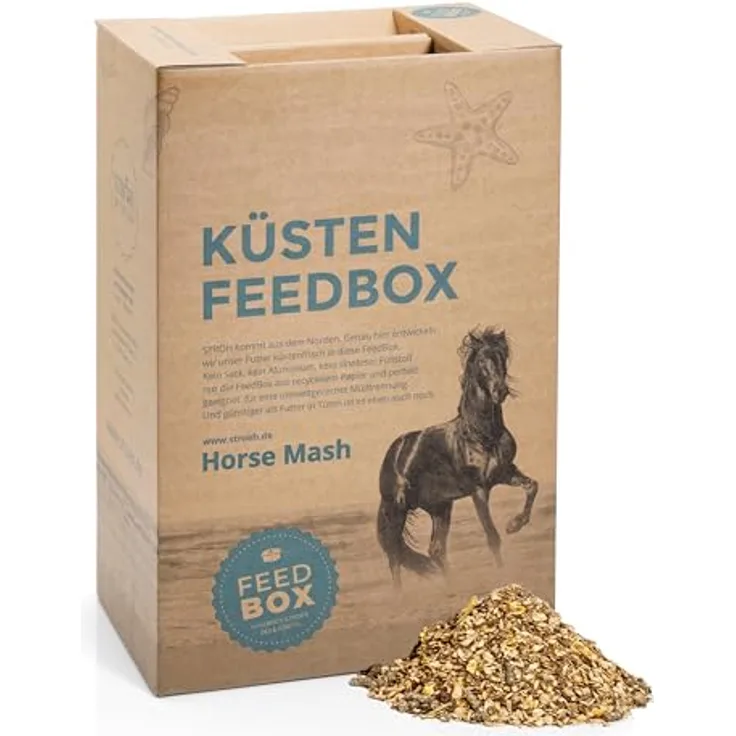 STRÖH Horse Mash Pferd (27kg Feedbox) • Ergänzungsfutter für gesundes Fell, Verdauung & Stoffwechsel • Staubfrei mit Bierhefe, Kieselgur & Leinsamen
