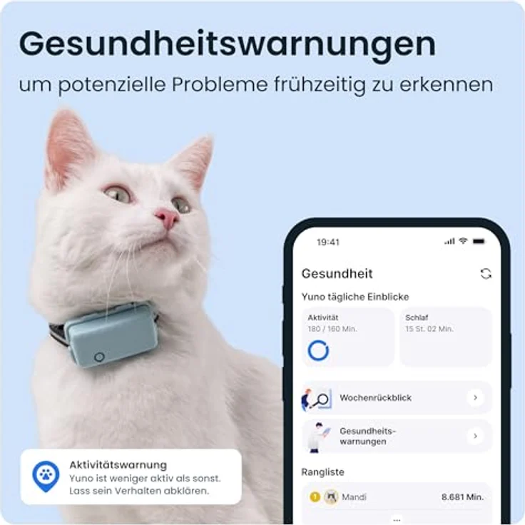 Tractive GPS Mini (One Size, Katze, Allgemein), Halsband + Leine – Bild 3