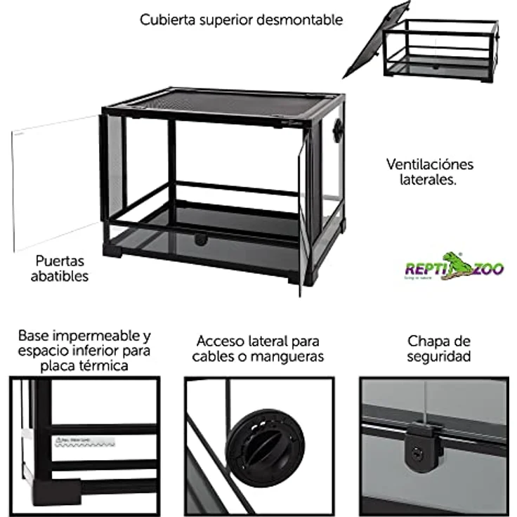 ReptiZoo Glasterrarium 60x45x45cm, zerlegbar mit Schwenktüre und einzigartiger Ventilation, verschickbar RK0107 – Bild 5