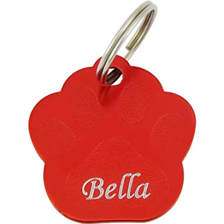 Hanessa Personalisierte Hundemarke mit Gravur, rot, Zinklegierung, 27x28 mm, Anhänger für Hundehalsband