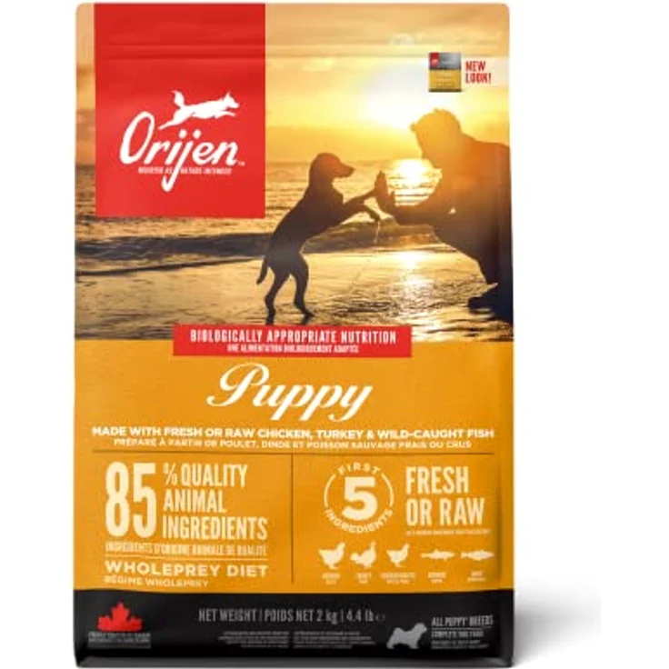 Orijen Dog Puppy, Trockenfutter für Welpen mit hohem Protein- und Fettgehalt, 2kg, Huhn, Truthahn und Fisch – Bild 1