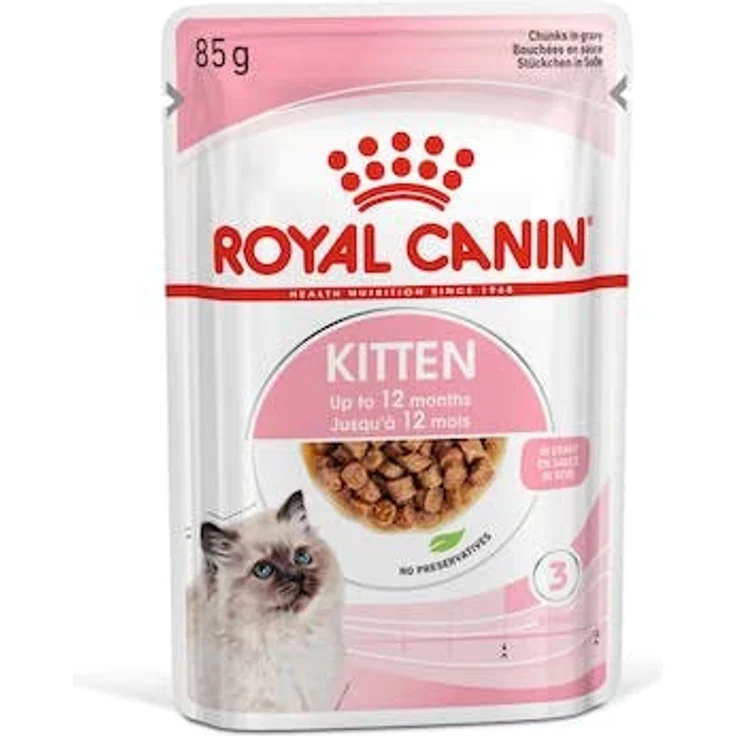 ROYAL CANIN Kitten Nassfutter, feine Stückchen in Soße, 4er Pack (4 x 12 x 85 g), Alleinfuttermittel für Katzenwelpen bis 12 Monate, unterstützt Gehirnentwicklung und Abwehrkräfte – Bild 4