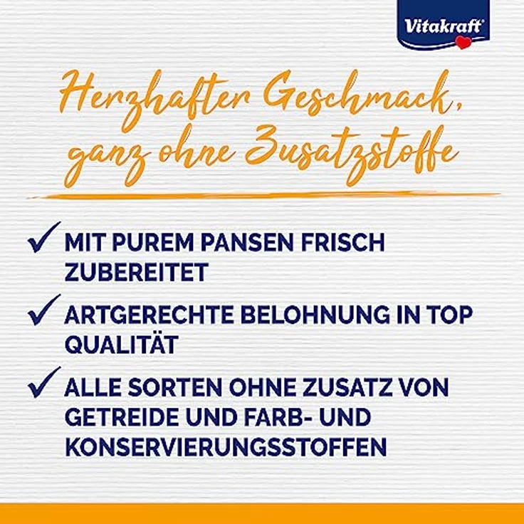 Vitakraft Pure Beef Strips, Hundeleckerli aus 100% Rind-Pansen, ohne Zuckerzusatz, 80g wieder verschließbarer Beutel – Bild 2
