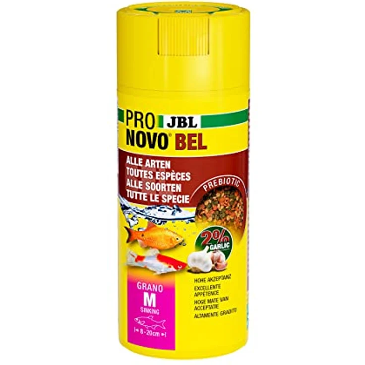 JBL PRONOVO BEL GRANO, Hauptfutter-Granulat für Aquarienfische 8-20 cm, hohe Akzeptanz, 250 ml mit Klickdosierer – Bild 1
