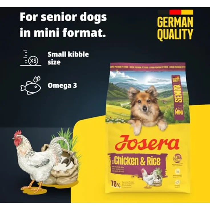 JOSERA Mini Senior Trockenfutter für ältere kleine Hunde, glutenfreie Rezeptur, 3 x 3 kg – Bild 3