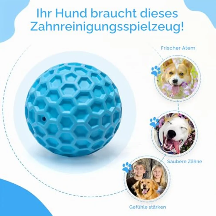 Nobleza Hundeball, Unzerstörbares Hundespielzeug aus Naturkautschuk, Ø 8cm, Quietschend und interaktiv, für mittelgroße bis große Hunde – Bild 3