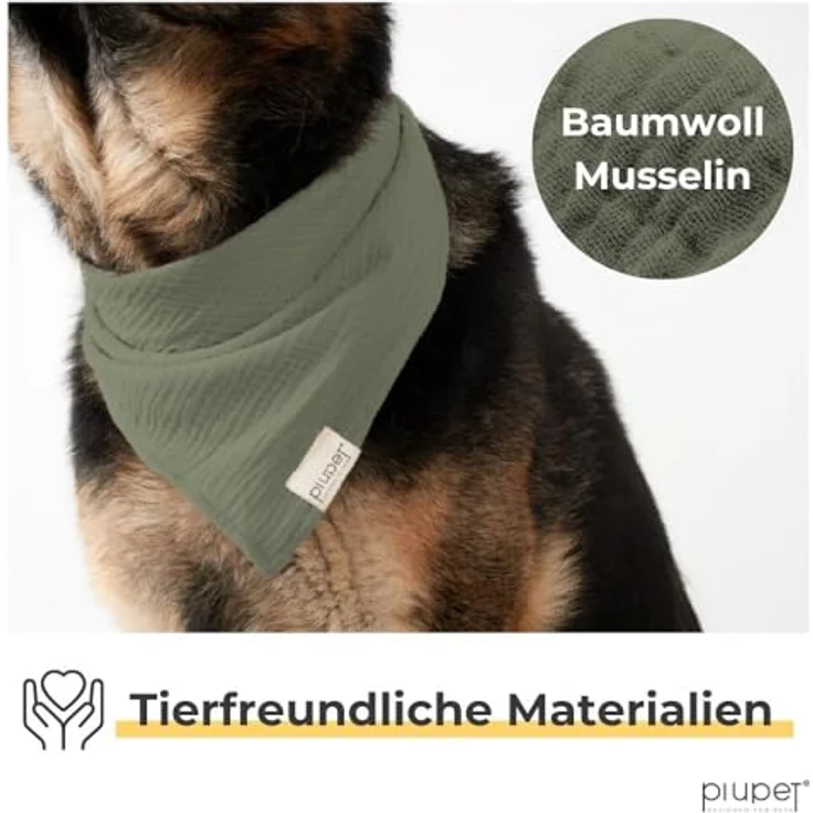 PiuPet® Hundehalstuch 2er Set, stylisches Bandana für große & kleine Hunde, Schwarz/Grün, Größe S (58x40x40cm), 100% Baumwolle, waschbar bei 40°C – Bild 4