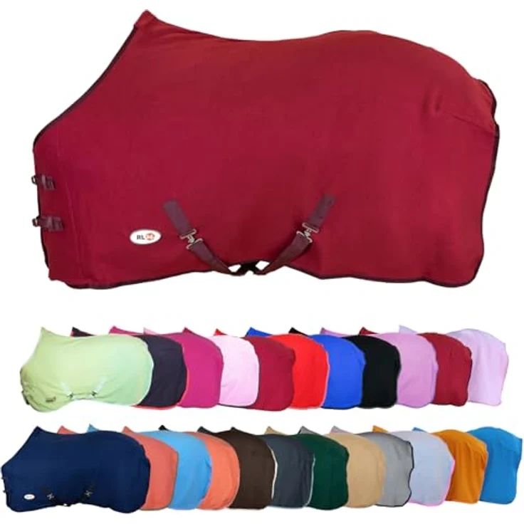 RL24 Abschwitzdecke BASICLINE, atmungsaktiv mit Kreuzgurt, weinrot, 65 cm – Bild 1