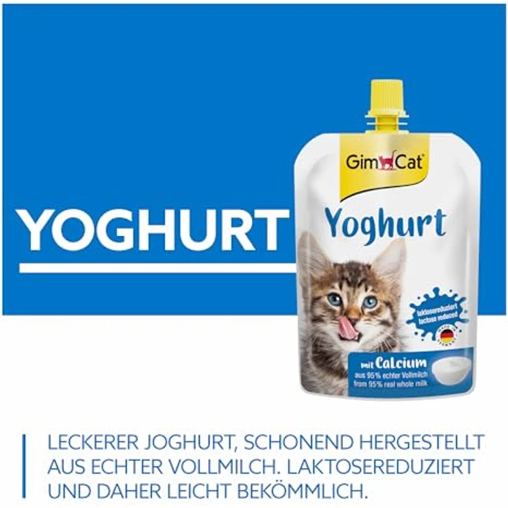 GimCat Yoghurt Katzensnack, laktosereduzierte Vollmilch mit Calcium für gesunde Knochen, 150 g Beutel – Bild 2