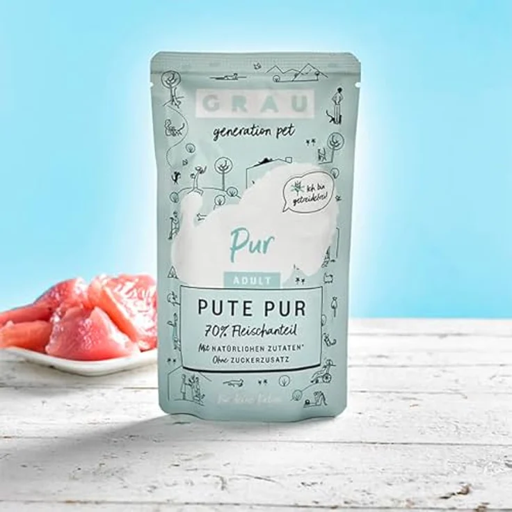 GRAU Nassfutter für Katzen - Pute pur, Monoprotein, 16er Pack (16 x 125 g), für Erwachsene Katzen – Bild 2