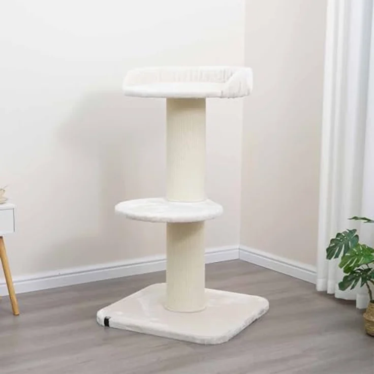 EBI Kratzbaum Mumbai, creme, mit Zwischenstufe, 122 cm hoch, aus strapazierfähigem Sisalteppich – Bild 2