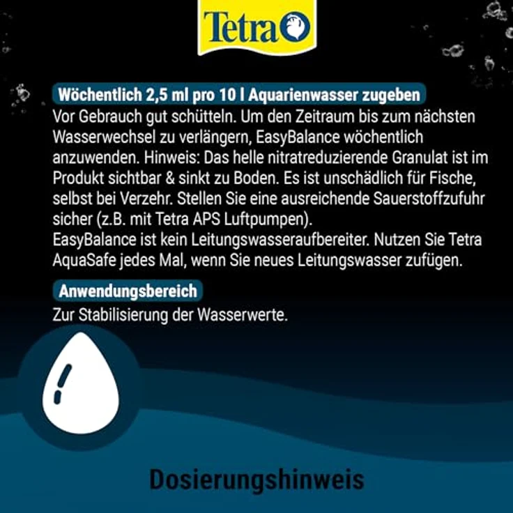 Tetra EasyBalance, Langzeitpflege für biologisch gesundes Aquariumwasser mit stabilisierten KH- und pH-Werten, 250 ml Flasche – Bild 5