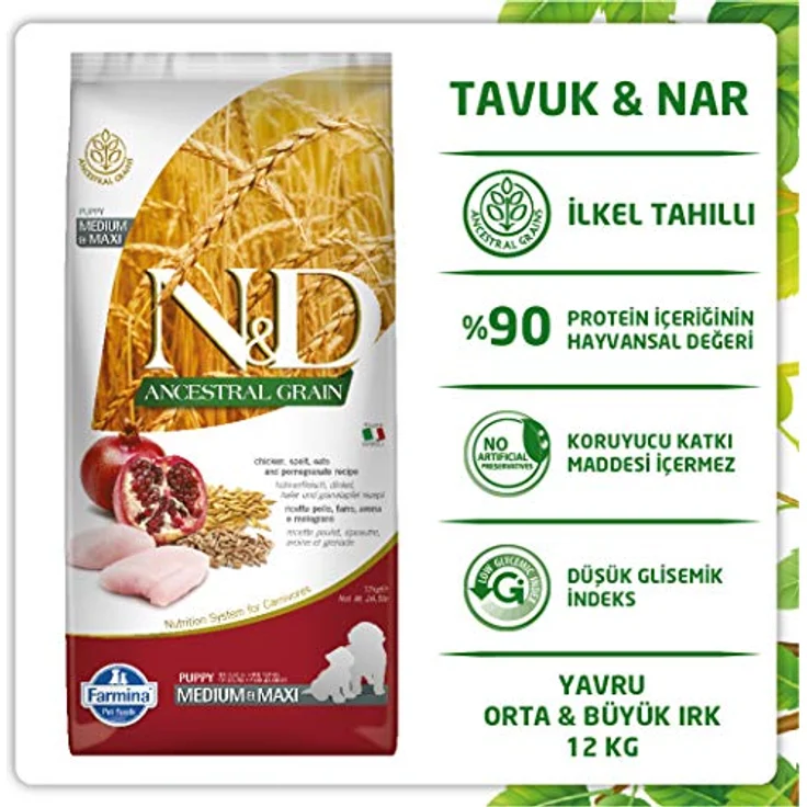 Farmina N&D ANCESTRAL GRAIN Pellets Hundefutter, 12 kg, mit Huhn, Dinkel, Hafer und Granatapfel, ohne Mais, reich an Vitaminen und natürlichen Antioxidantien – Bild 2