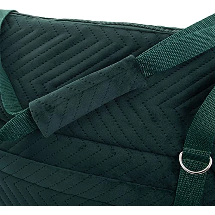BOUTIQUE ZOO Transporttasche für Hunde und Katzen, Schultertasche aus Wildlederimitat - Velvet, bis 10 kg, Größe M, Grün, mit Gummiband und Karabiner – Bild 4
