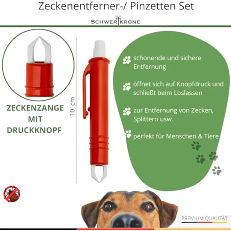 Schwertkrone® Zeckenzange 3er Set, Kunststoff - Zeckenentferner für Hunde, Katzen & Menschen, mit 2 Haken in verschiedenen Größen, praktische Druckknopf-Zeckenzange, handlich für unterwegs – Bild 3