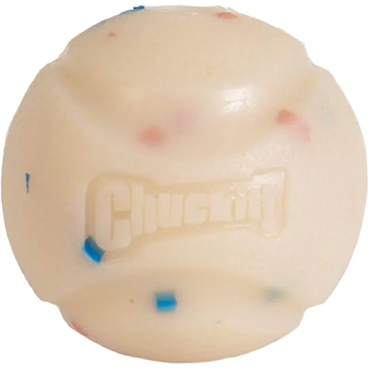 Chuckit! Geburtstags-Apportierball, Robuster Naturkautschukball für mittelgroße Hunde, Durchmesser 6,5 cm, ideal für Land- und Wasserspiele – Bild 2