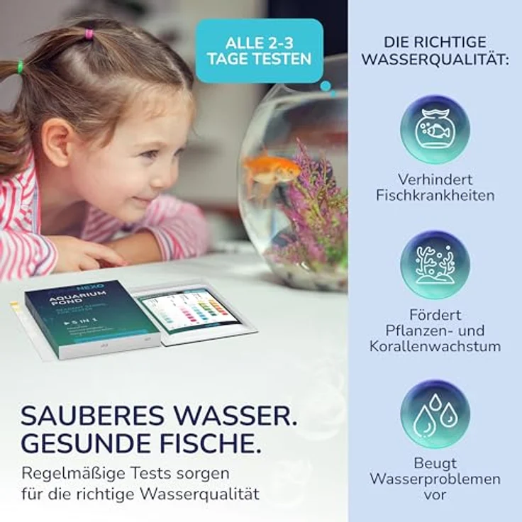 AQUANEXO 5in1 Wasserteststreifen für Aquarien, pH, Karbonat, Chlor, Ammonium, 25 Stück – Bild 3