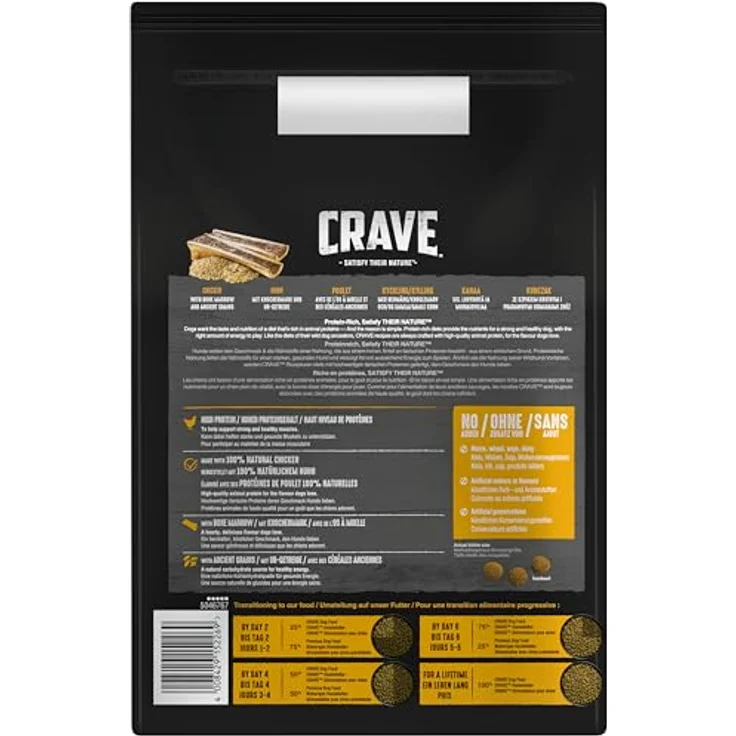 CRAVE™ Hund Beutel Huhn mit Knochenmark und Urgetreide, 2,8kg, proteinreiche Hundenahrung ohne Getreide – Bild 2