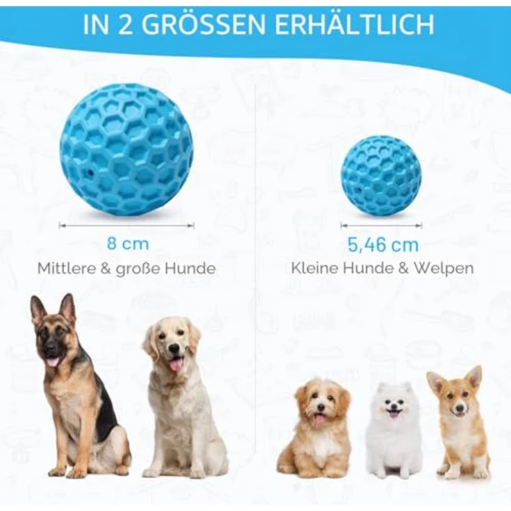 Nobleza Hundeball, Unzerstörbares Hundespielzeug aus Naturkautschuk, Ø 8cm, Quietschend und interaktiv, für mittelgroße bis große Hunde – Bild 2