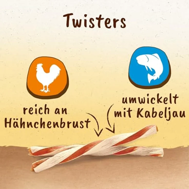 8in1 Tasties Twisters Snack-Stangen, glutenfreie Hunde-Leckerlis mit Kabeljau & Hähnchenbrust, 85 g – Bild 4