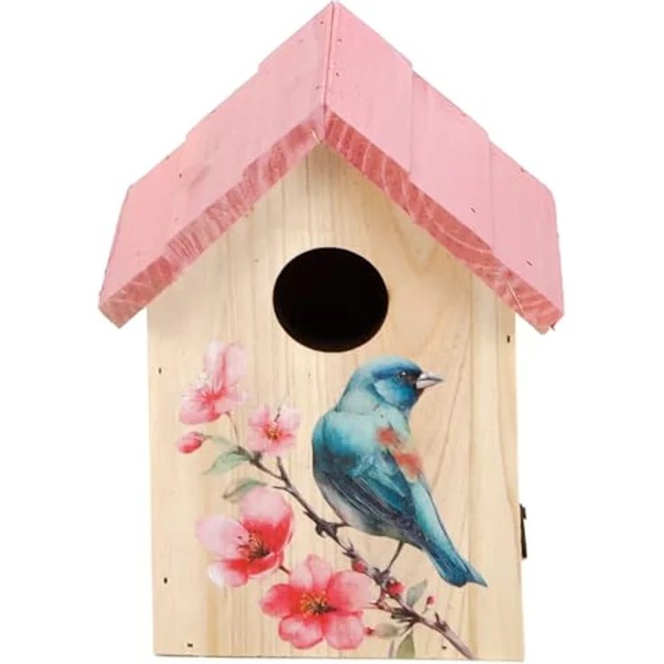 Bubble-Store Nistkasten Vogelhaus für Wildvögel, FSC zertifiziertes Holz, zum Hängen oder Stellen, rosa und blau, mit Klappe zum Befüllen und Säubern – Bild 1