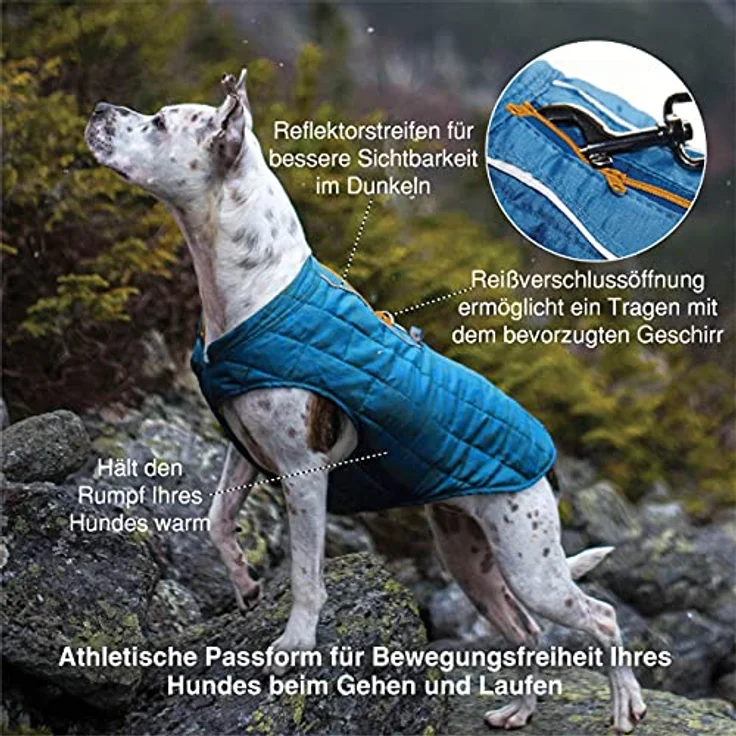 Kurgo Loft Jacke, Wendbare reflektierende Hundejacke, wasserabweisend, Blau/Orange, XL – Bild 2
