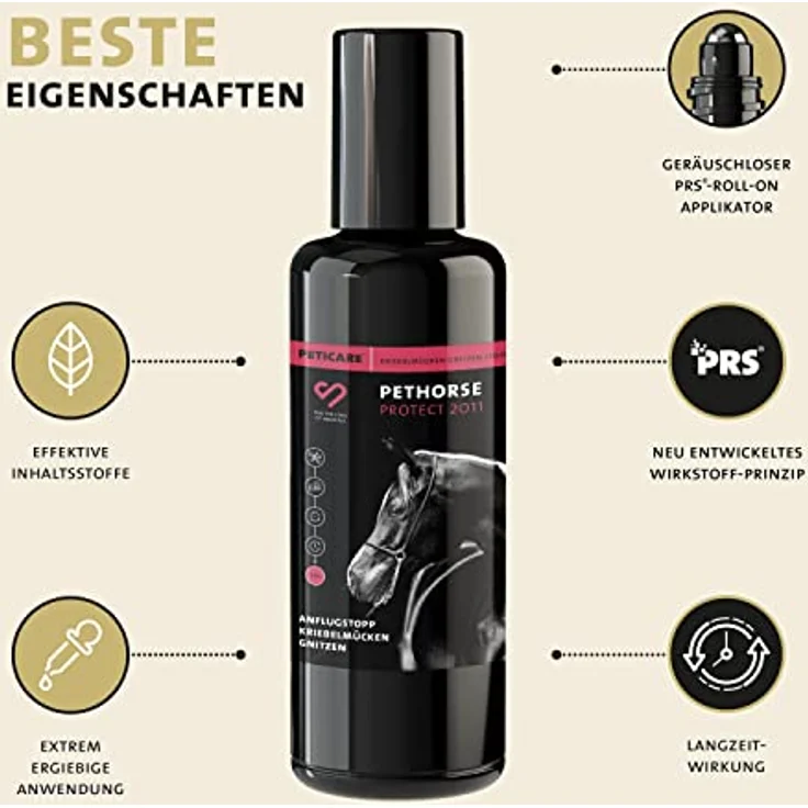 Peticare Anti-Kriebelmücken, Gnitzen Roll-On für Pferde | Effektive Sommerekzem-Vorbeugung mit PRS® System | Geräuschlose Abwehr – petHorse Protect 2011 – Bild 4