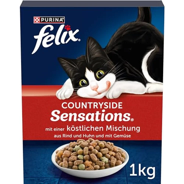 FELIX Countryside Sensations Katzenfutter trocken, mit Rind und Huhn, knusprige Kroketten, 1 kg, ohne Zusatzstoffe – Bild 1