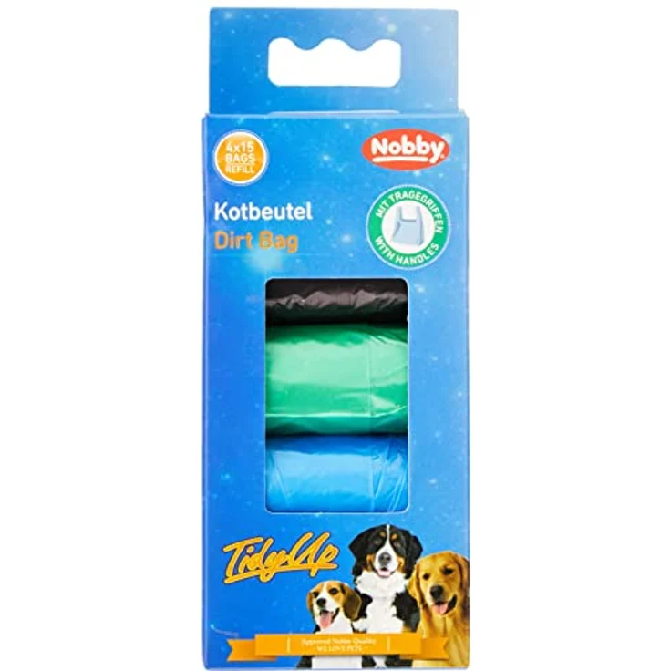 Nobby 67385 TidyUp Kotbeutel mit Tragegriff, 4 Farben, 4 Rollen á 15 Beutel – Bild 1