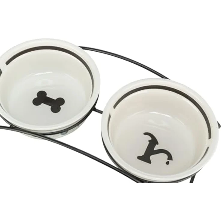 Trixie Napf-Set Eat on Feet weiß-schwarz 2 × 0,6 l/ø 15 cm – Bild 2