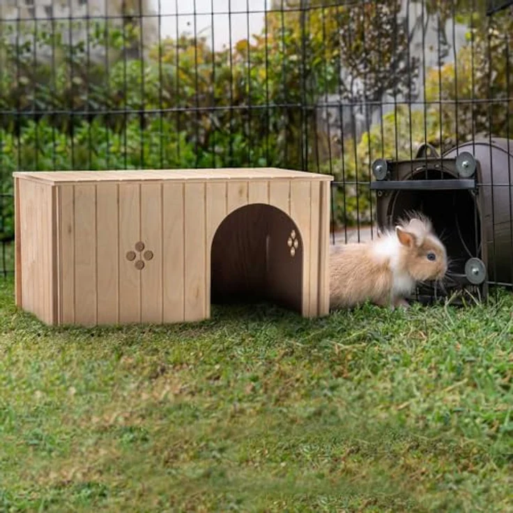 Ferplast SIN MAXI Kaninchenhaus, FSC-zertifiziertes Holz mit Flachdach und Belüftungslöchern, Bausatz, 52 x 31 x H 26 cm, für Kaninchen und große Nagetiere – Bild 3
