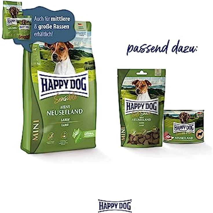 Happy Dog Sensible Trockenfutter Hund Adult Mini Neuseeland, weizenfrei mit Lamm und grünlippiger Neuseeland-Muschel, 800 g – Bild 5