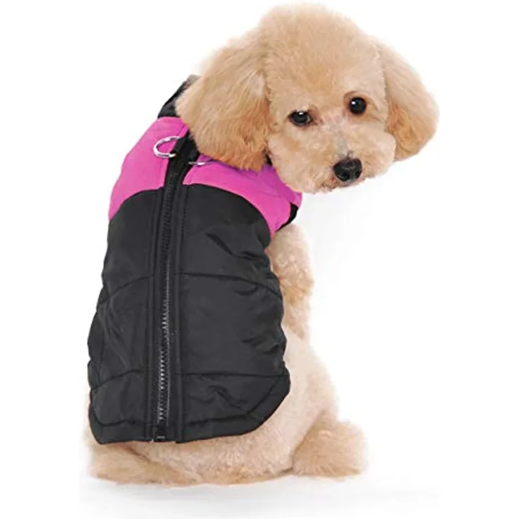 Ectkuee Winter Hundejacke, wasserdichter gefütterter Mantel für kleine Hunde mit D-Ring zur Leinenbefestigung, Größe S